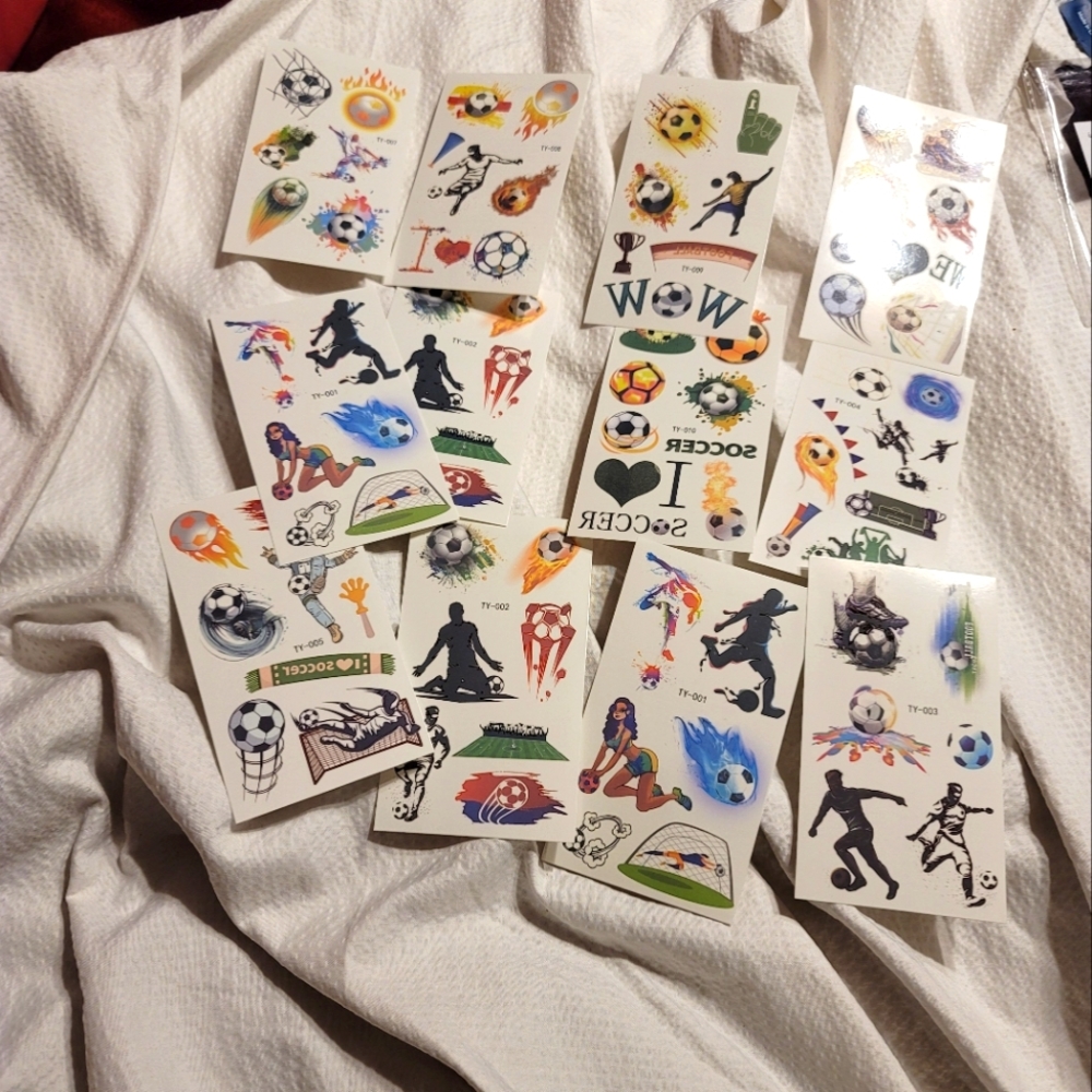 NWT TEMPORARY  TATTOO FACE AND BODY GAME DAY FUN 12 CARDS FULL OF FUN